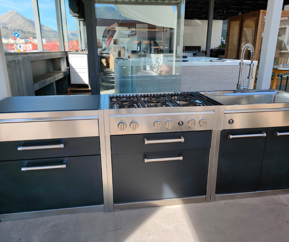 COMPOSIZIONE CUCINA STEEL GENESI 340x62,5 cm